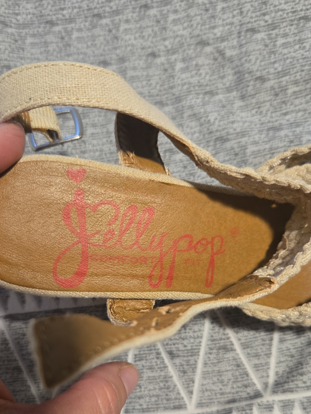 Jellypop Women's Beige Braided Wedge Sandals